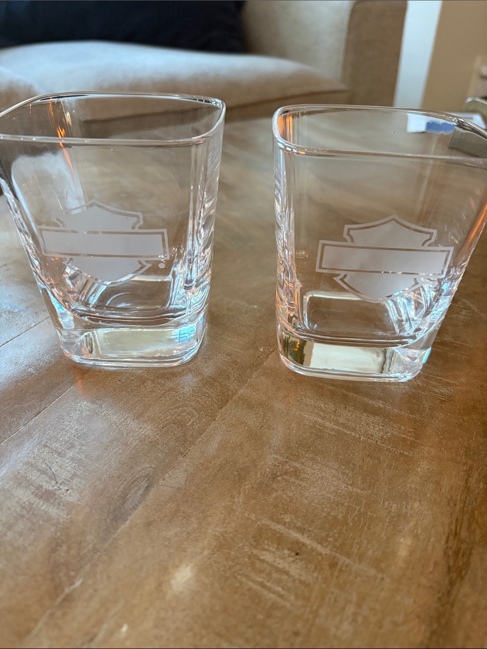 Harley-Davidson Clear Square Whiskey Glasses - Set of 2